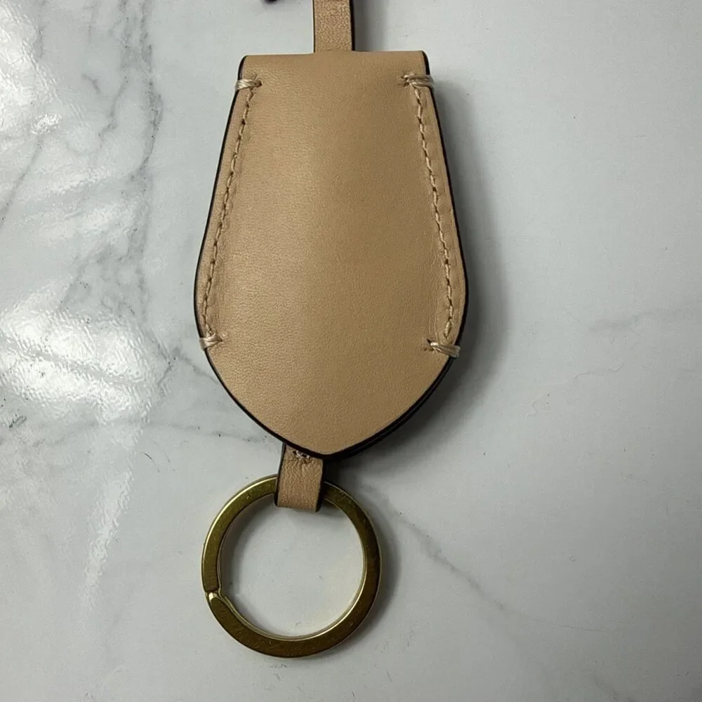 Coach Beechwood Tan Leather Hidden Keyring Pouch Loop Key Fob Hangtag Keychain